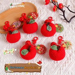 Keychains Plush Crocheting Good Things Happen Pendant Hand-woven Wool Apple Acrylic Lucky Words Sign Bag Charms Car Key Accessories