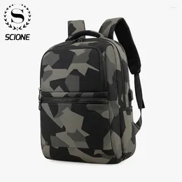 Backpack Scione Camouflage Business Travel Computer Bag Large Capacity USB Charging Men Rucksack K463