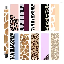 Window Stickers 3D UV DTF Leopard Print Printed Transfers Pen Wraps DIY Glass Ceramic Metal Leather 4.75x1.5 Inch 6Pcs P407