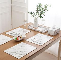 Hifuar Marble Pattern Table Mat Dining Table Dishware Coasters PU Placment Kitchen Tableware Pad Wedding Party Decorative Mat9701296