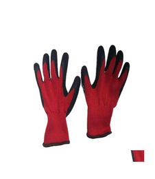 Other Garden Supplies Other Garden Supplies Labour Insurance Gloves 13Pin Wrinkle Red Yarn Nylon Black Latex Dipped Wearresistant N4240245