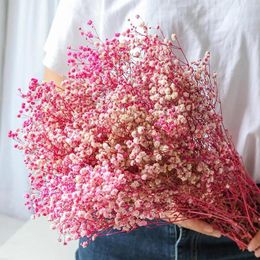 Decorative Flowers Natural Dried Pink Baby's Breath Bouquet Perfect For Home Decor Weddings And DIY Floral Projects Style