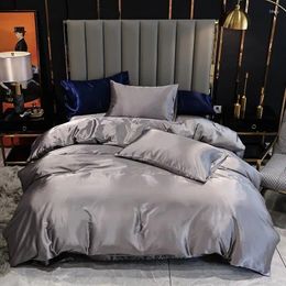 Bedding Sets Pure Gray Comforter Luxury Bed Set King Size Black Quilt Cover High Quality Duvet