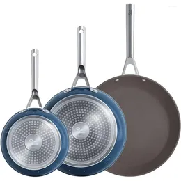 Cookware Sets Ceramic Nonstick Set 8in/10in Omelet Pan 12in Skillet Inducton Dishwasher & Ovens Safe Free Of PFAS PTFE Blue