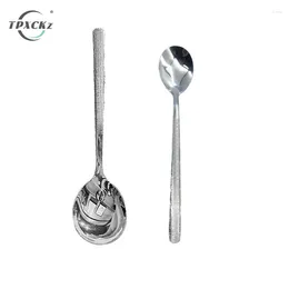 Coffee Scoops 1Pcs S/L Stainless Steel Spoon Western Style Long Handled Dessert Household Round Headed Soup