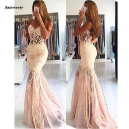 Elegant Black Lace See Through Corset Tulle Mermaid Prom Dresses Appliques Sweetheart Sexy Abiye Evening Gowns Abendkleider 2023 224i