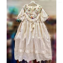 Party Dresses Summer Women Mori Girl Cotton Linen Lace Embroidery Long Midi Dress 2024 Vintage Retro Chic Cottage Core Shabby White