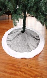 90cm 4 color Christmas tree skirt Christmas embroidery tree skirt short plush Christmas tree decoration mat Scene decoration 201129146724