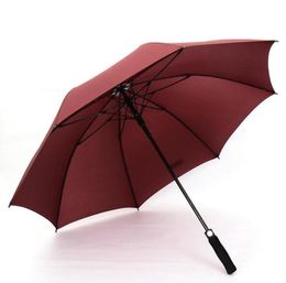 Windproof Pongee Straight Long Handled Golf Umbrellas Fullyautomatic Sunny Rainy 8K Umbrella Rain Gear solid Colours prefect favor8540836