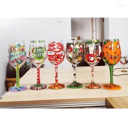 Wine Glasses Europe Christmas Theme Hand Painted Crystal Glass Red Goblet Home Bar El Party Drinking Ware Gifts