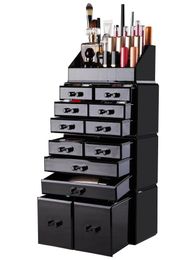 4 Pcs Set US Acrylic Cosmetic Organiser Makeup Case Holder Case Box Jewellery Storage 8 Drawer NEW5853414