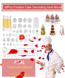 New 68pcs Cake Baking Cookie Mold Fondant Sugar Craft Icing Plunger Paste Cutters Tools Cake Decorating Flower Patterns Clay Model1104975