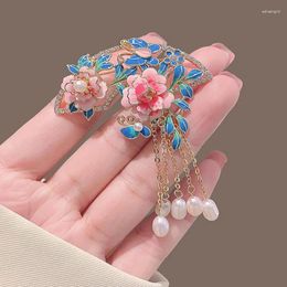 Brooches Ancient Silk Flower Peony Brooch High-grade Vintage Style Step Fringe Corsage