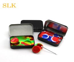 Stash dab tool 25 ml silicone dab containers silver black tin case whole pot holder storage oil bho extractor accept custom l1797785