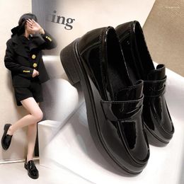 Casual Shoes Simple Patent Leather For Women 2024 Spring Autumn Slip On Woman Solid Colour Soft Sole Flats