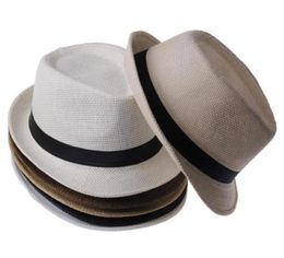 Panama Straw Hats Fedora Soft Fashion Men Women Stingy Brim Caps 6 Colors Choose 10pcslot5038116