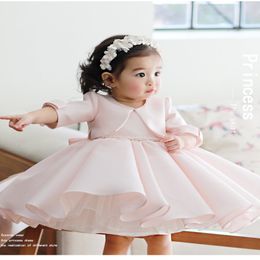 Pearl Pink Jewel Beautiful Two Pieces Satin Wedding Flower Dresses Knee-Length Lovely Princess Girls Pageant Gown Party Gowns With Jack 288t