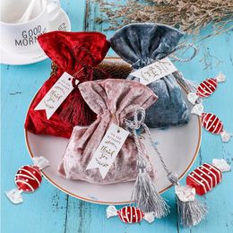 Gift Wrap Velvet Sachet Candy Bags Jewellery Display Storage Packaging Small Drawstring Pouches Christmas Wedding Party Supplies