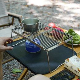 Cookware Sets Portable Folding Campfire Grill Stainless Steel Camping Grate Gas Stove Stand Outdoor Cooking Rack