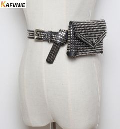 KAFVNIE mode Fashion Rivets Luxury Designer Fanny Pack Size Pack Women Waist Bag Phone Pouch Pouch Leather Belt Bag 1542 MX2007174892903
