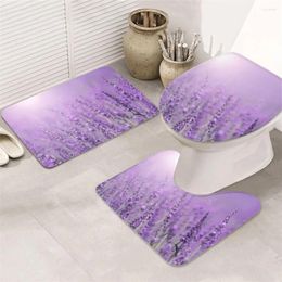 Bath Mats Lavender Bathroom Set Purple Non-slip Carpet U-shaped Toilet Mat Decor Super Soft And Absorb Water