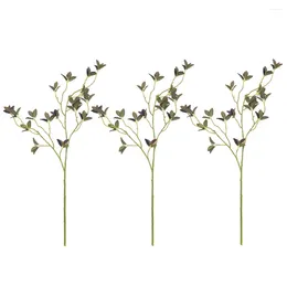 Decorative Flowers 3pcs Plastic Eco-friendly Faux Green Stems Indoor Or Outdoor Low Maintenance Artificial Plants