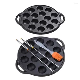 Pans Takoyaki Grills Pan 15 Holes Non Baking Tray Round Pancake Plate Mold Cast Iron Material