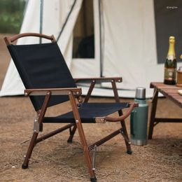Camp Furniture Outdoor Camping Folding Chairs Teak Solid Wood Chair Portable Beach Fishing