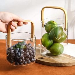 Plates Glass Portable Fruit Plate Basket Home Tableware Ice Bucket Storage Tube Flower Arrangement Container