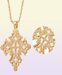Ethiopia Cross Necklace for Women Men Gold Color Ethiopian Jewelry African Ethnic Gift2701417