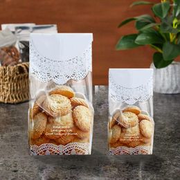 Gift Wrap 50pcs/lot White Lace Cookie Biscuit Bag Wedding Candy Cupcake Hand Made DIY Christmas Plastic Packaging Bags