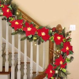 Decorative Flowers Christmas String Light Garland Xmas Accents For Door Window Home Decoration