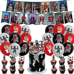 Party Favor Skibidioilet Oilet Man Themed Birthday Decoration Boy Horror Flag Cake Balloon Set Gift For Girls Kids Boys