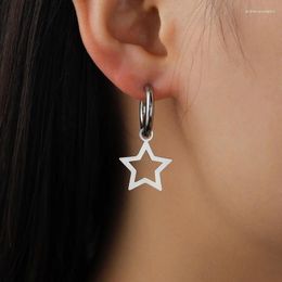 Stud Earrings 1Pair Creative Star Fashion Silver Colour Pentagram For Women Jewellery Gifts Cute Mini Hollow Pendant