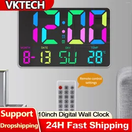 Wall Clocks 10 Inch Digital Alarm Clock Remote Control Temp Date Display 5 Brightness Levels Electric Bedside Home Decor