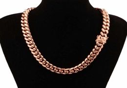 Chic Miami Cuban Chains For Men Hip Hop Jewellery Rose Gold Colour Thick Stainless Steel Wide Big Chunky Necklace Gift6489899