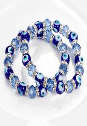 S1592 Evil Demon Eye Glass Crystal Bracelet Couples Bracelet Men Women Elastic Bracelets8610903