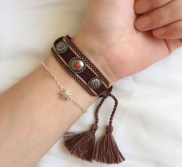 Cotton Woven Bracelets for Women & Men and Couple as away gifts, Friendship Charm Fabric Bangle woven bracelet with stones6581948