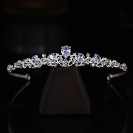 Copricapo di peli da sposa flash diamante zircone piccolo gioiello a corona principessa per le prestazioni del matrimonio di compleanno 2668