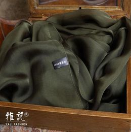 Scarves Real Silk Scarf Women Olive Green 100 Pure Wrap Echarpe Brand Natural Printed Foulard Femme For Ladies9492076