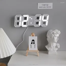 Table Clocks 3D LED Digital Alarm Clock Wall With Remote Control Electronic Decorative For Home Supplies