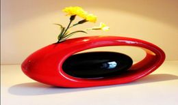 Modern Ceramic Vase for Home Decor Tabletop Vase Egg Shape red black white color4001453