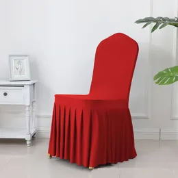 Chair Covers Solid Colour Pleated Skirt Multiple Colours Soft Stretchy Cushion Thicker Protective Case Banquet