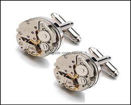 Cuff Links Clasps Tacks Real Tie Clip Non Functional Watch Movement Cufflinks For Men Stainless Steel Jewelry Shirt Cuffs Cuf 27978443623