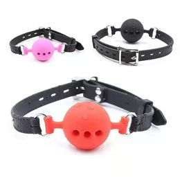 Couple Soft BDSM Bondage Restraints Open Mouth Breathable Ball Harness Strap Gag Sex Toy for Women Accessories Catsuit Costumes