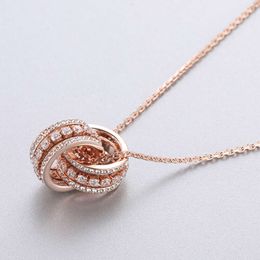 Designer Jewellery Pendant Necklaces Matching Rose Gold Ring Interlocking Transfer Bead Necklace Female Swarovski Element Crystal Clavicle Chain Female