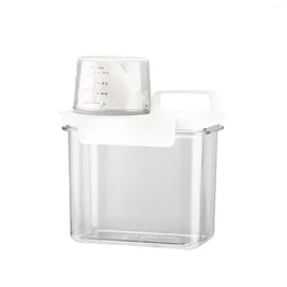 Storage Bottles Plastic Empty Tank For Powder Laundry Detergent Container With Measuring Cup Rice Cereal Flour