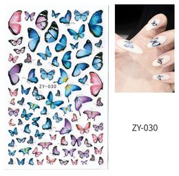 Selfadhesive Blue Nail Sticker Cute Butterfly Pattern 3D Colourful Waterproof Nails Sliders Tips Manicure DIY Decoration6321511