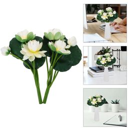 Decorative Flowers 2 Pcs Floral Simulation Lotus Decoration Fake Plant Flower Lifelike White Green Artificial Bride