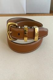 Gold Buckle Brown Leather Belt for Women Reversible Adjustable Waist Belts Width 18cm Casual Fashion Designer Belts with Box9275856